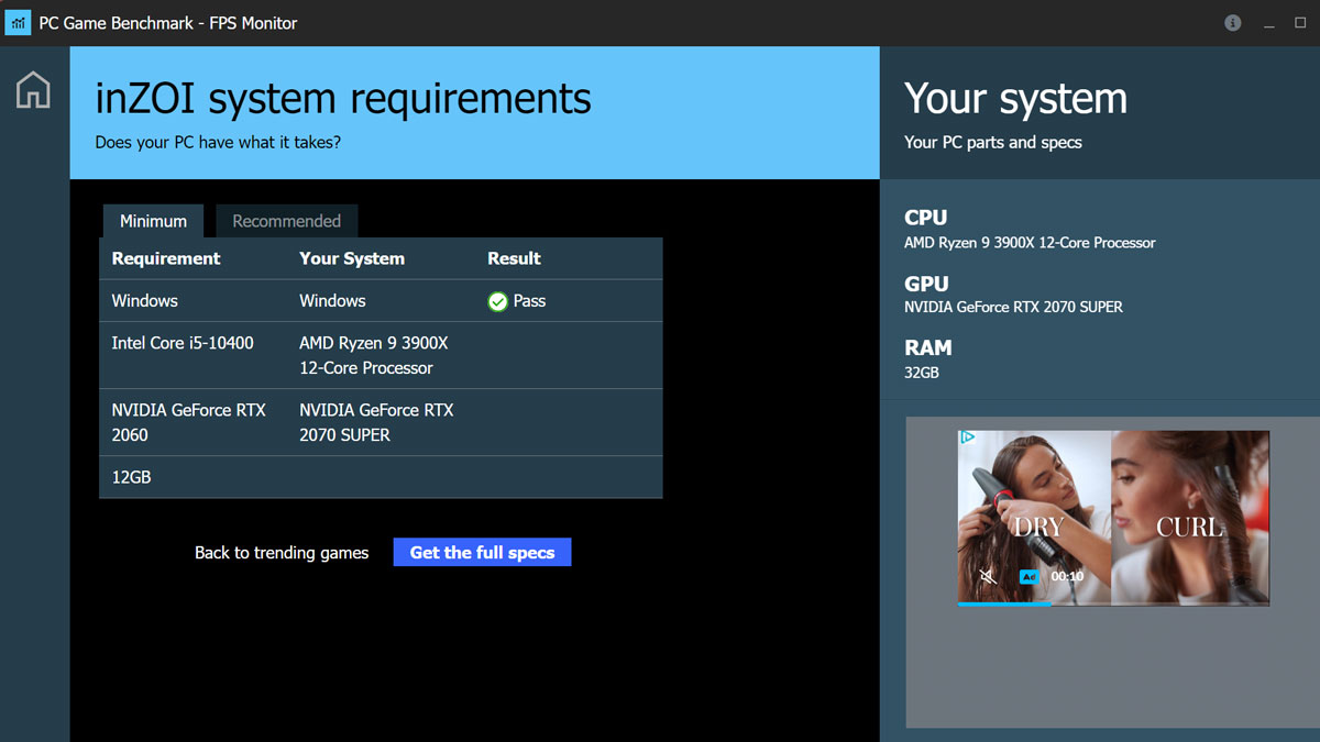 PC Game Benchmark - FPS Monitor screenshot image