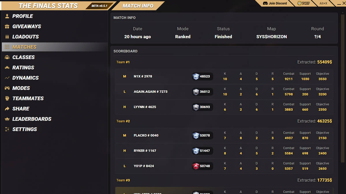The Finals Stats screenshot image
