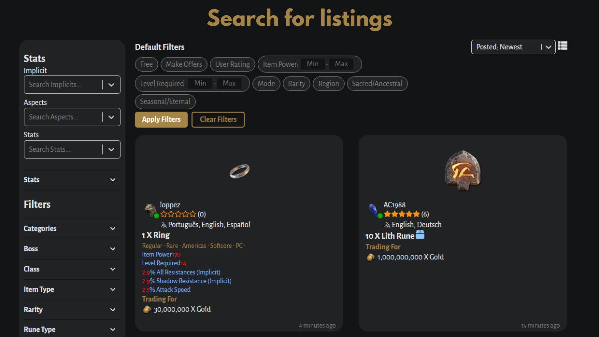 Traderie screenshot image