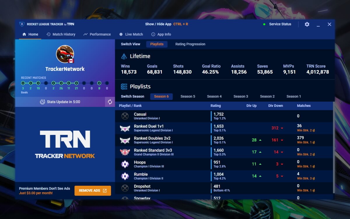 Rocket League Tracker screenshot image