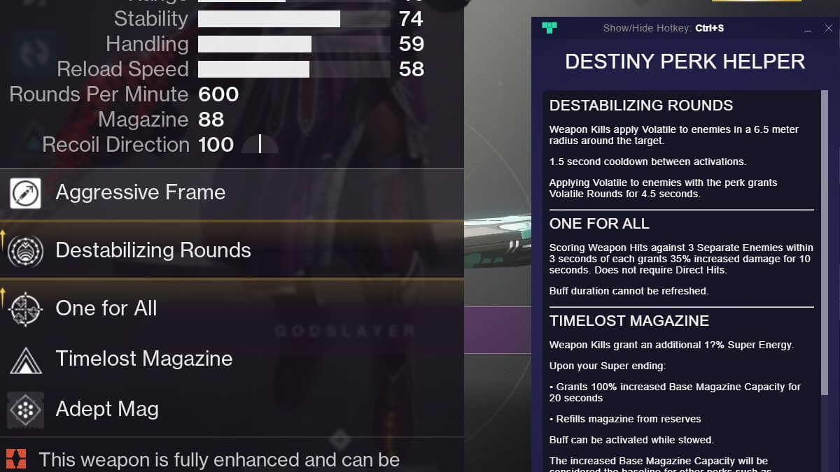 Destiny Perk Helper screenshot image
