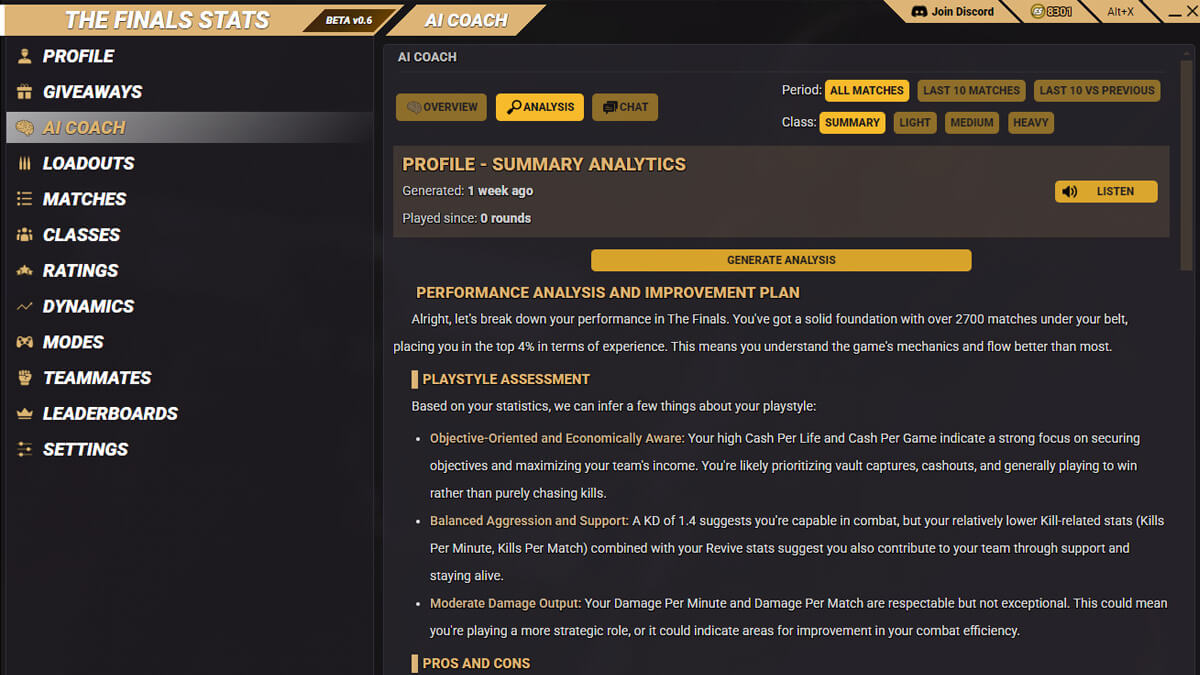 The Finals Stats screenshot image