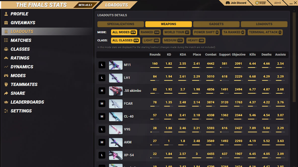 The Finals Stats screenshot image