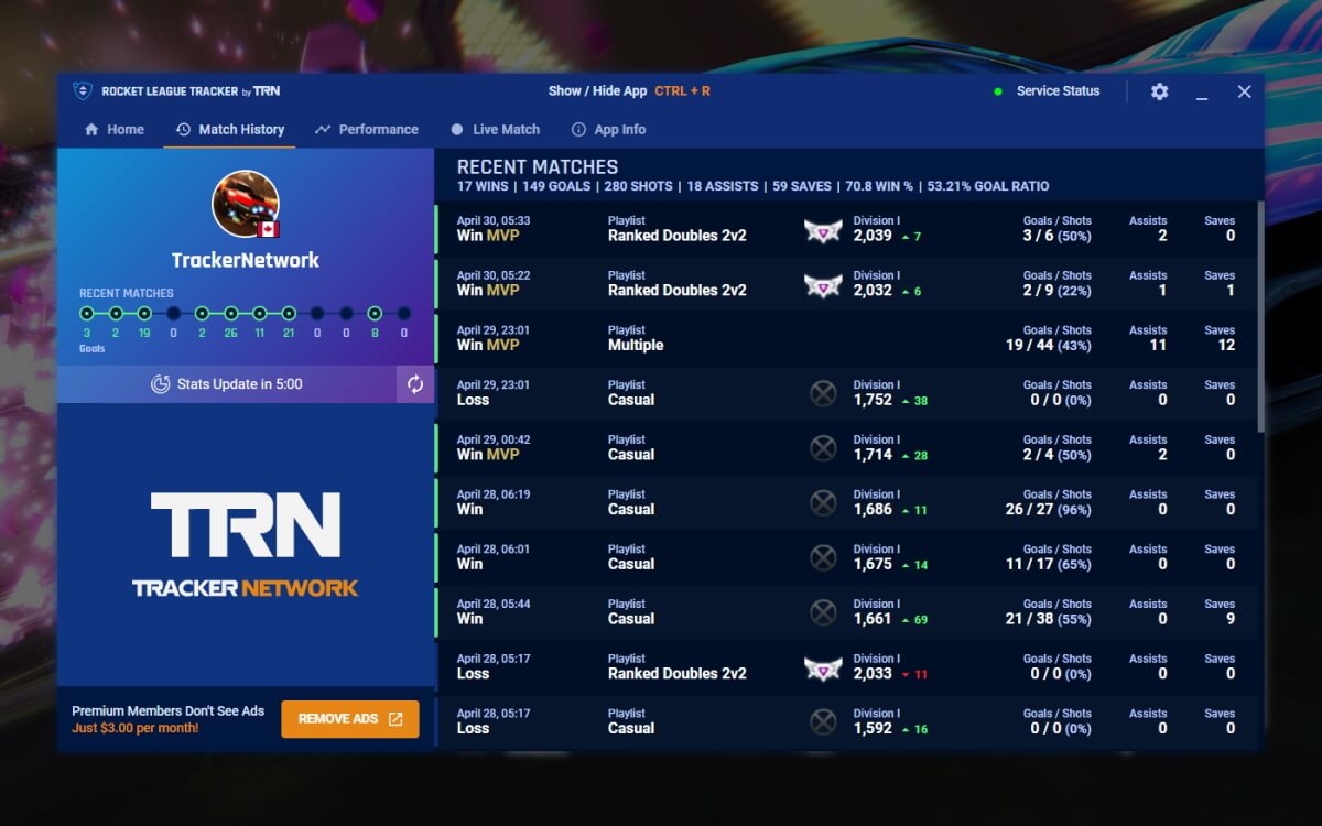 Rocket League Tracker screenshot image