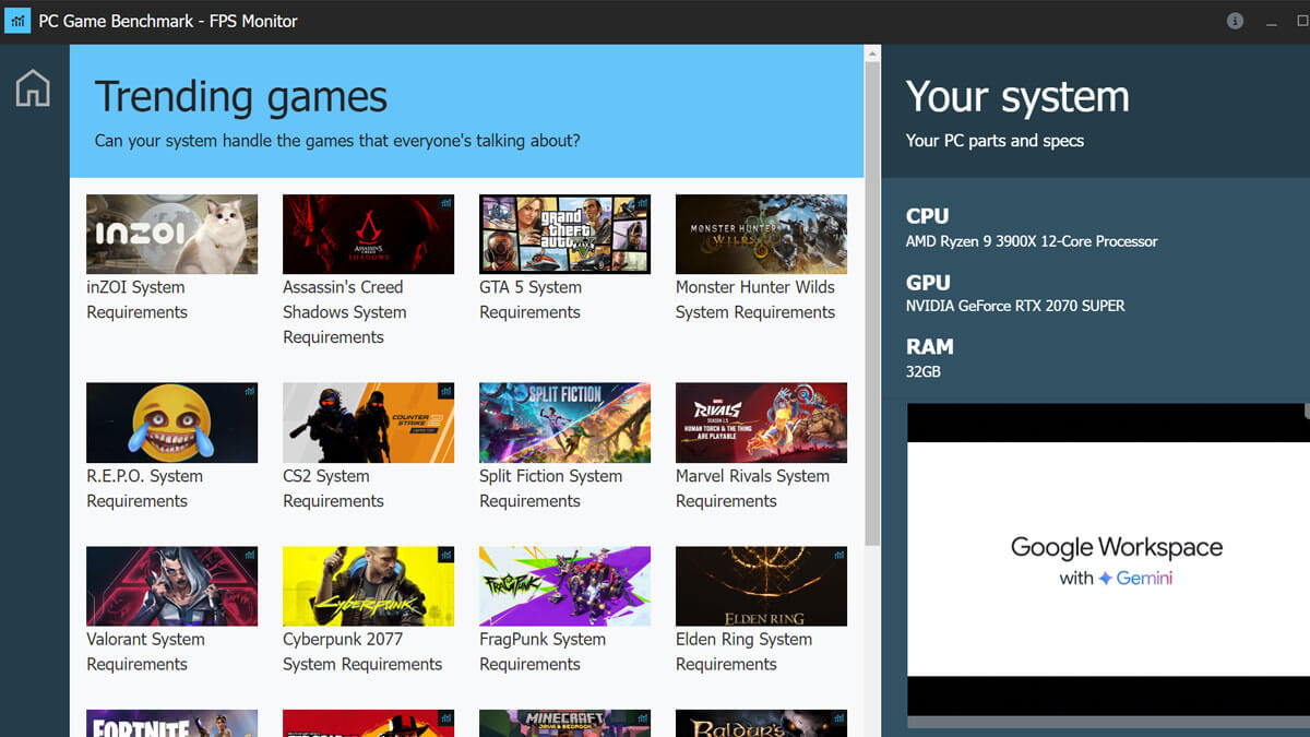 PC Game Benchmark - FPS Monitor screenshot image